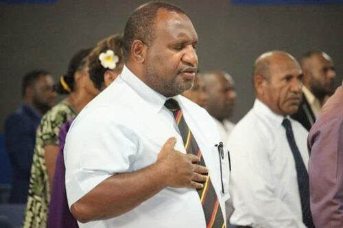 Papua new guinea's Prime Minister James Marape Praying during the National Prayer Day.